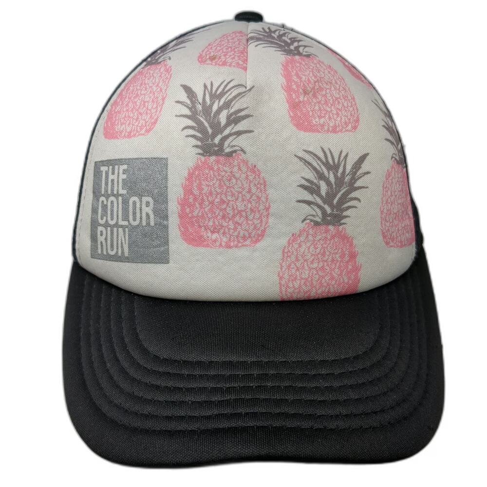 The Color Run Trucker Hat White Black Pink One Size Pineapple Print Mesh Back